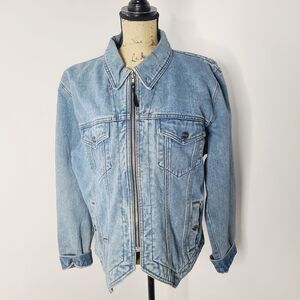 Vintage Y2K Harley Davidson Denim Embroidered Logo Jean Jacket